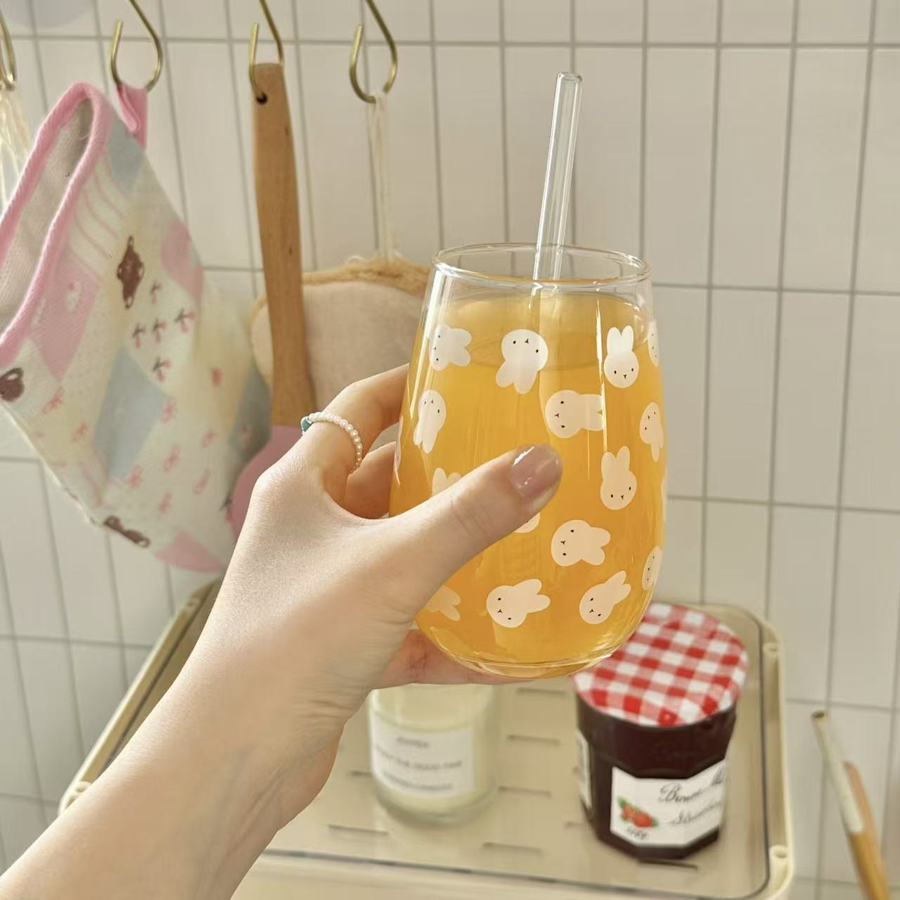 Cute Miffy Rabbit Printed Glas - Coffee Tea With Milk 评论和价格