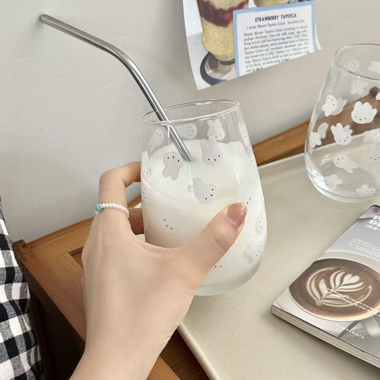 Cute Miffy Rabbit Printed Glas - Coffee Tea With Milk 评论和价格
