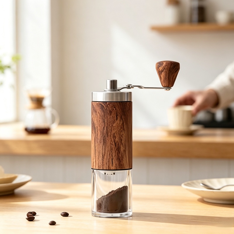 Portable Wood‑Grain Manual Cof - Burr Hand Grinder 评论和价格