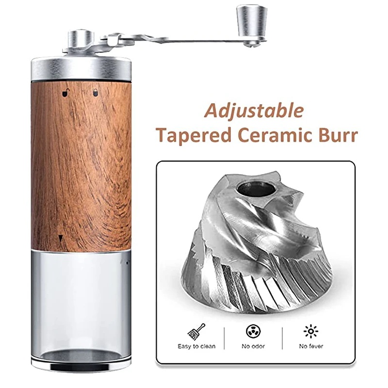 Portable Wood‑Grain Manual Cof - Burr Hand Grinder 评论和价格
