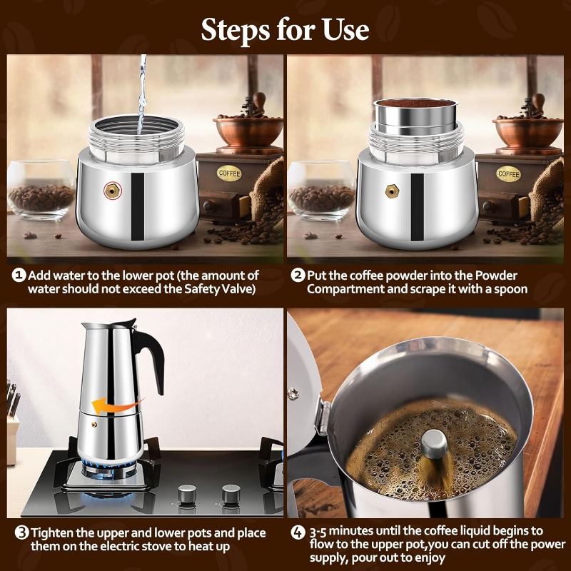 6 Cup Mocha Pot Stainless Stee - Moka Pot Stove 评论和价格