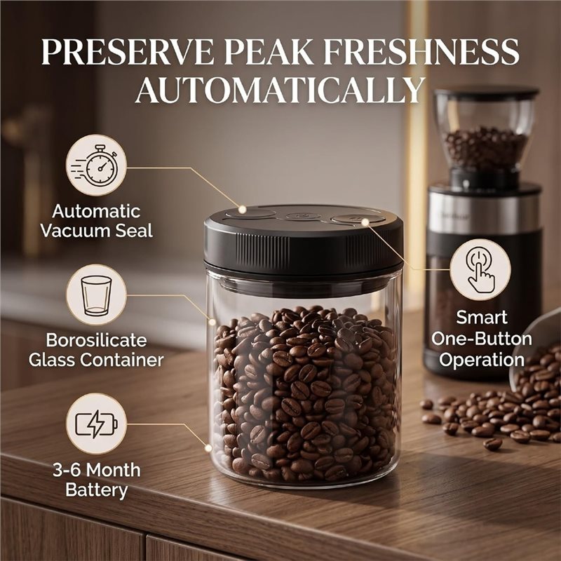 Automatic Vacuum Coffee Canist - Coffee Tea Sugar 评论和价格