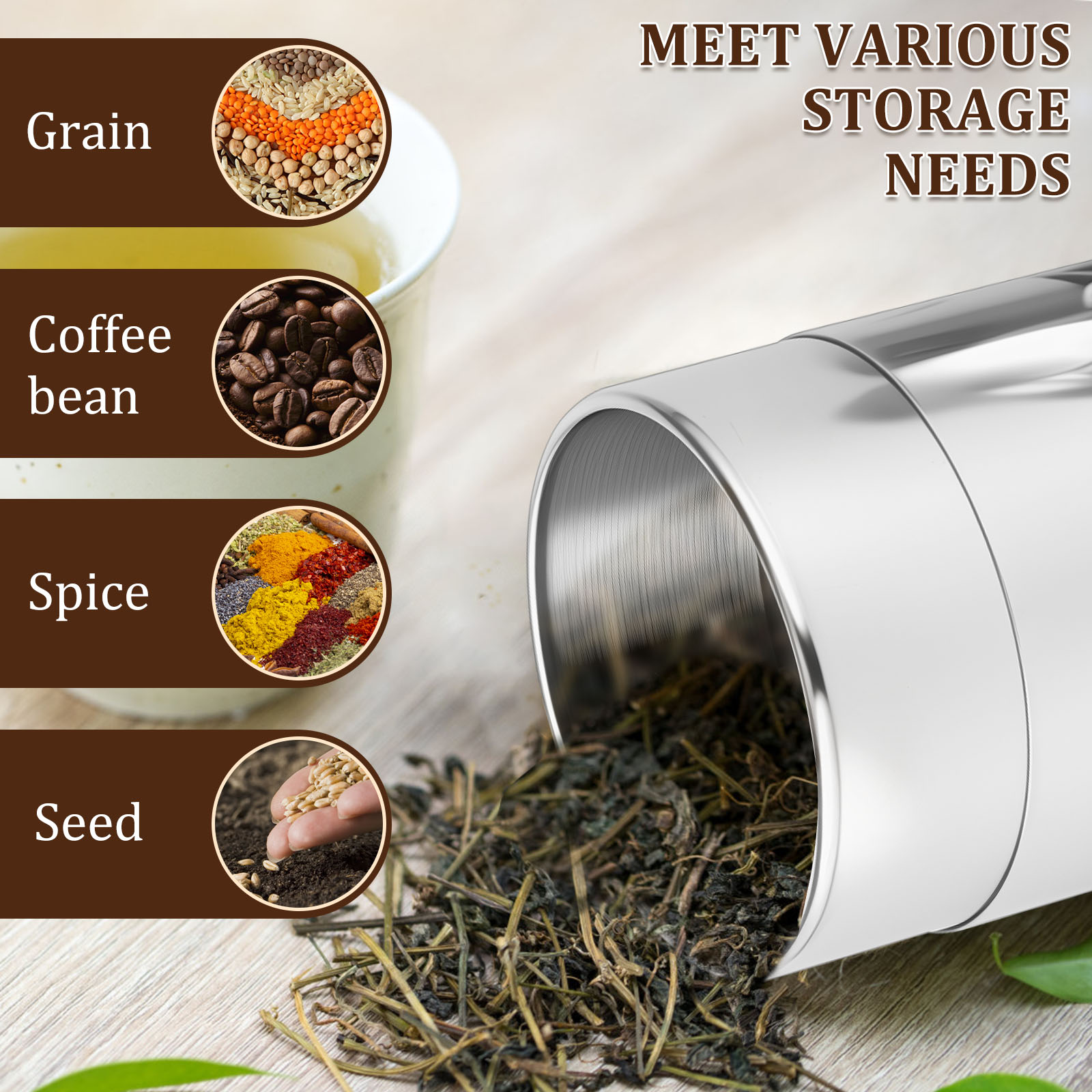 Stainless Steel Tea Leaf Tins  - Coffee Tea Sugar 评论和价格